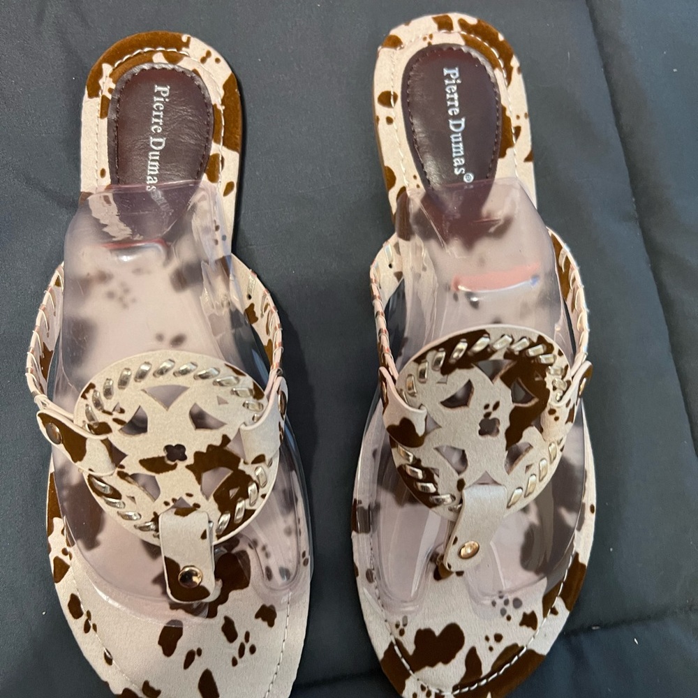 Brand new cow flip flops!